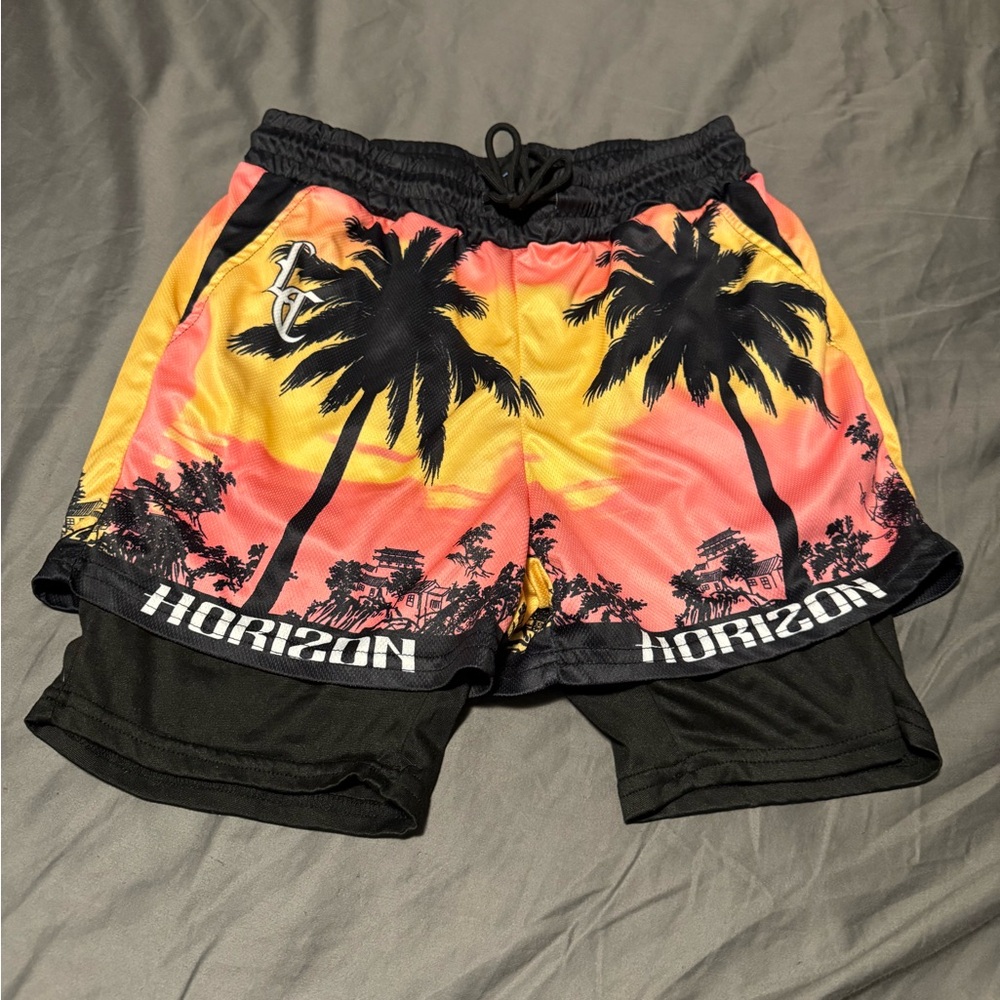 ROMWE Black and Pink Athletic Shorts